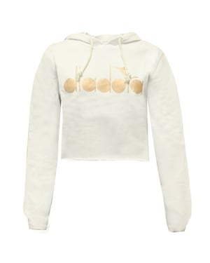 Diadora Cropped Witte Hoodie voor Vrouwen