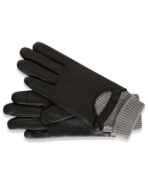 Barneys Originals Real Leather Gloves with Grey Knit Cuff