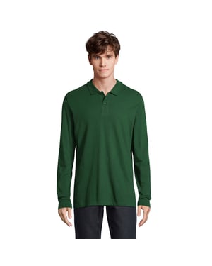 SOLS Heren Perfect Effen Piqué Poloshirt met Lange Mouwen (Fles groen)