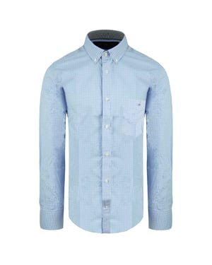 Eden Park Geruit Heren Blauw/Wit Oxford Overhemd