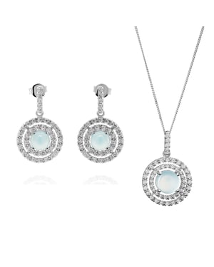Orphelia 'Rivera' Dames 925 Sterling Zilveren Set: Ketting-Hanger + Oorbellen - Zilver SET-7481/BC