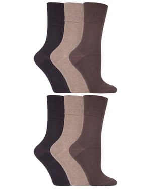 Gentle Grip - 6 paar diabetische damessokken - Brown 39