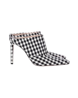 Altuzarra Checkered Davidson Houndstooth Mules in White Canvas