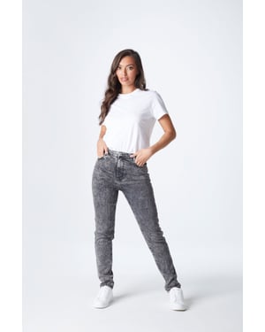 Acid Wash Black Mom Jean