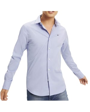 Tommy Jeans Skjortor Slim Fit Stretch Blå