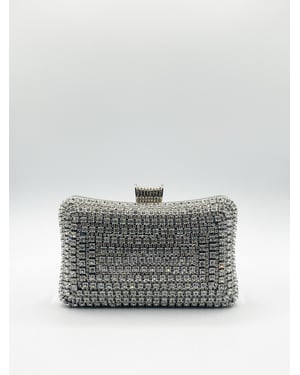 Silver Diamante Clutch Bag