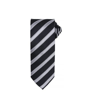 Premier Mens Waffle Stripe Formal Business Tie (Black/Dark Grey)
