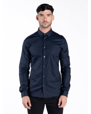 Luke 1977 Men's The Butchers Pencil Slim Fit Smart Shirt in Navy