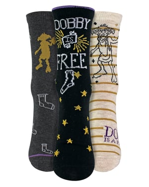 3 par damstrumpor Dobby är fri - Harry Potter-strumpor - Assorterade