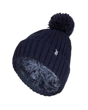 Heat Holders - Thermische Pom Pom Bobble-hoed voor dames - Marine