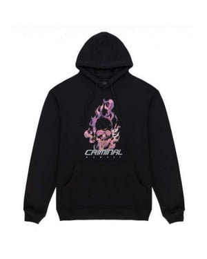 Criminal Damage Flamin Skull Mens Svart Hoodie