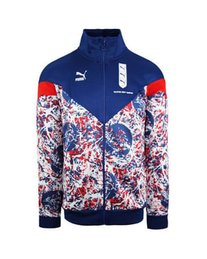 Puma England 3 Lions Sleeve Zip Up Blå Röd Herr Fotboll Träningsjacka 656883 01