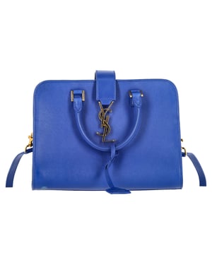 Saint Laurent Baby Monogram Cabas Tote in Blue Leather