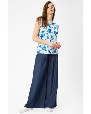 Floral Print Frill Sleeve T-shirt
