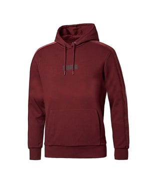 Puma Graphic Logo Long Sleeve Pullover Burgundy Mens Velvet Hoodie 844462 02