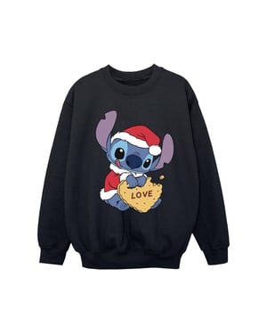 Disney Meisjes Lilo And Stitch Kerstmis Love Biscuit Sweatshirt (Zwart)