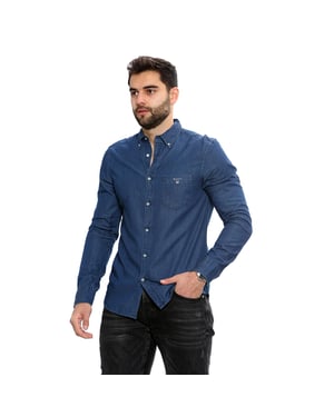 Gant Heren Regular Fit Overhemd | Indigo Overhemd