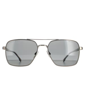 Hugo Boss Aviator Mens Matte Ruthenium Grey Polarized BOSS 1045/S