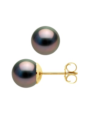 Oorbellen Tahitian Parels Rond 89mm 18K Yellow Gold