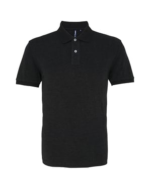 Asquith & Fox Mens Plain Short Sleeve Polo Shirt (Black Heather)