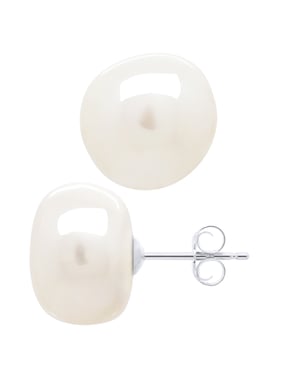 Earrings White Gold - Real Cultured Freshwater Pearls Baroque 12-13 mm