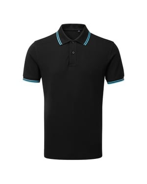 Asquith & Fox Mens Classic Fit Tipped Polo Shirt (Black/ Turquoise)
