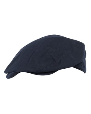 Flat keps i linne för herrar i Cream & Denim - Denim Blue