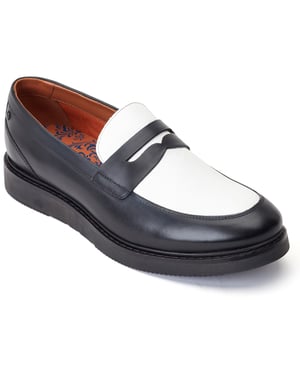 Base London Sid Leren Herenpantoffels Zwart/Wit