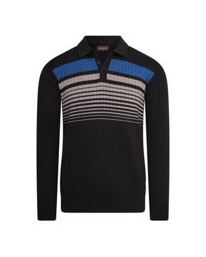 Cappuccino Italia Polo LS L/S Stickad Polo Svart