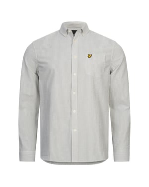 Lyle & Scott Långärmad Seersucker Strike Vit Skjorta
