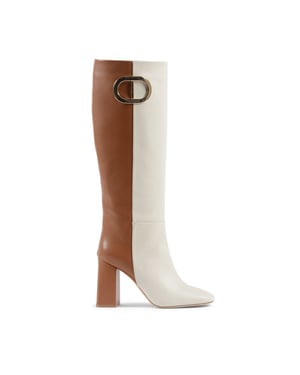 Brown and White High Lyrical Boot