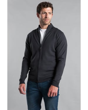 Charcoal Funnel Neck Zip-Through Cardigan
