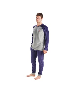 Men's long-sleeved round-neck velvet pajamas MU3