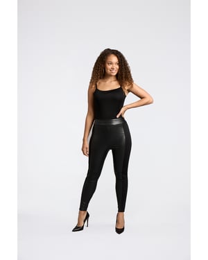 Alexis Leggings med sidopanel i PU - Svart