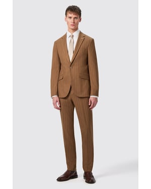Cuttel Slim Fit Brown Pinstripe Trousers