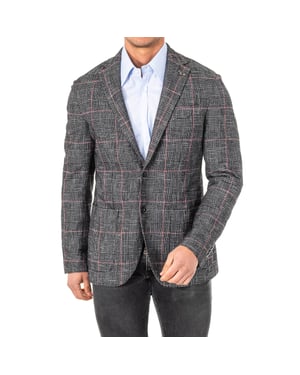 Checkered long-sleeved blazer with lapel collar KMJA06 man