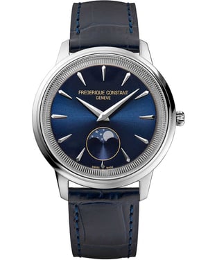 Frédérique Constant Moneta Moonphase Unisex Horloge Blauw FC-206N3S6
