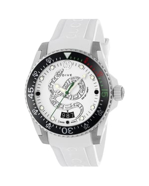 Gucci YA136329 Duik Wijzerplaat Wit Herenhorloge