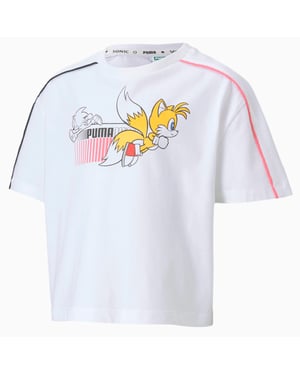 Puma x Sega Sonic Graphic Kurzarm Crew Neck White Kids T-Shirt