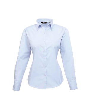 Premier Långärmad blus i poplin för damer/damer (Ljusblå)
