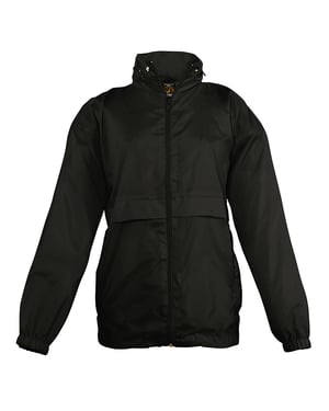 SOLS Kinderen Unisex Surf Windbreaker Jacket (waterbestendig en winddicht) (Zwart)