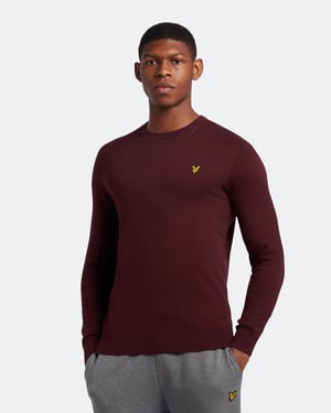 Lyle & Scott Bomull Merino Crew Neck Jumper i Burgundy