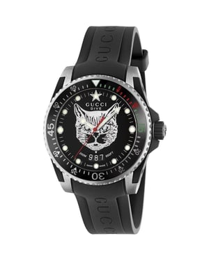 Gucci YA136320 Feline Motif Black Dial Unisex Watch
