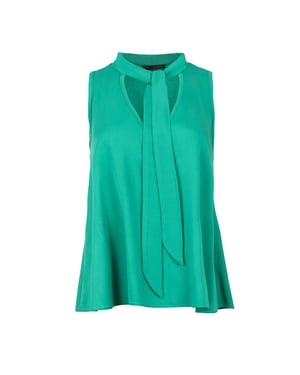 Groene mouwloze top met strikdetail