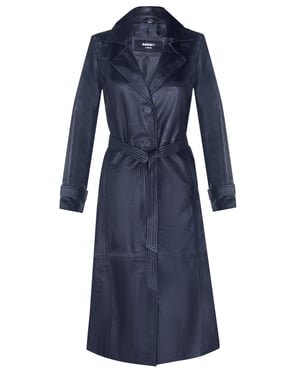 Womens Long Length Tie Belt Trench Coat-Ongar