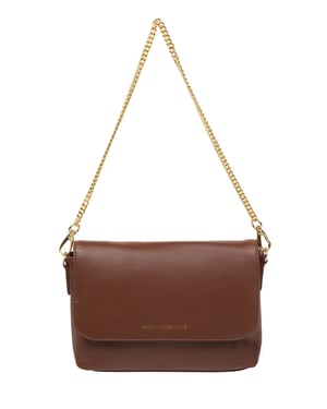 'Jazmine' Dark Tan Nappa Leather Grab Clutch Bag
