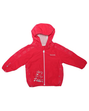 Girl's Regatta Baby Peppa Pig Reflective Waterproof Hooded Jacket in Pink