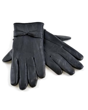 Ladies Womens Fleece Lined Warm Sheepskin Leather Gloves with Bow