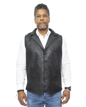 Heren slim klassiek lederen vest-Bristol