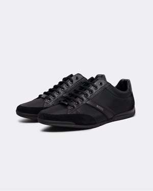 BOSS Orange Saturn Mens Low Profile Mixed Material Trainers With Suede and Faux Leather